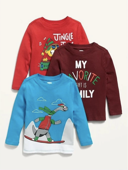 OLD NAVY Unisex tričko s dlouhým rukávem sada 3 kusů